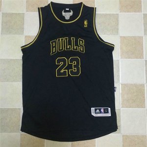 Maillot De Basket Chicago Bulls Michael Jordan 23 Brode AU Fabric Noir Or